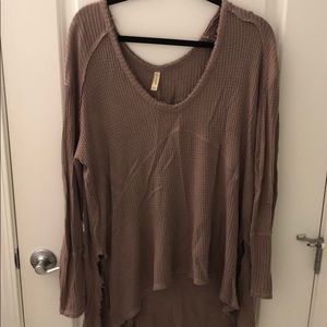 Free People V Neck Waffle Knit Thermal Tunic